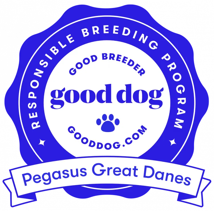 Good Dog Responsible Breeding Program badge for Pegasus Great Danes